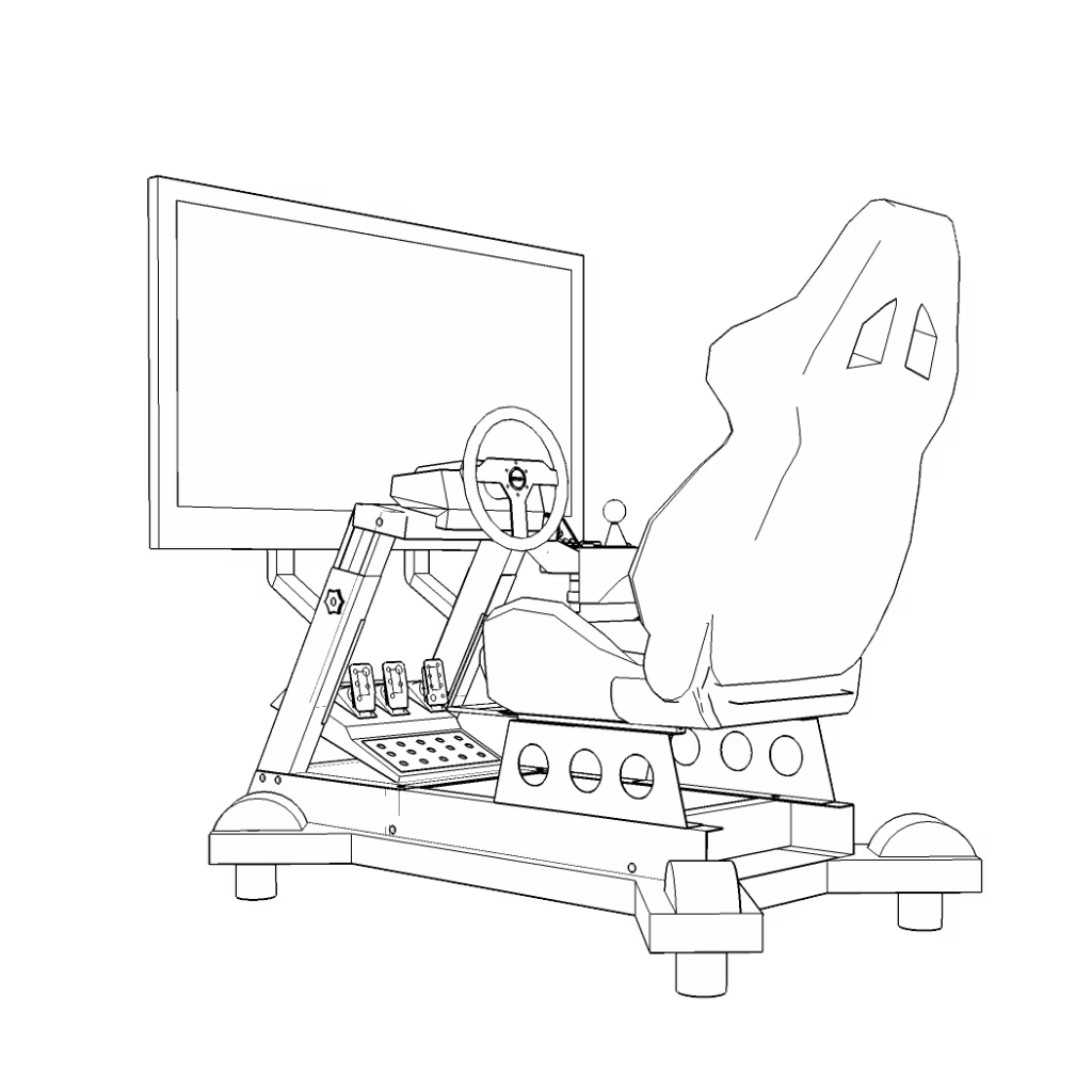 sketch of basic motion simulator used for motorsport-themed event experiences