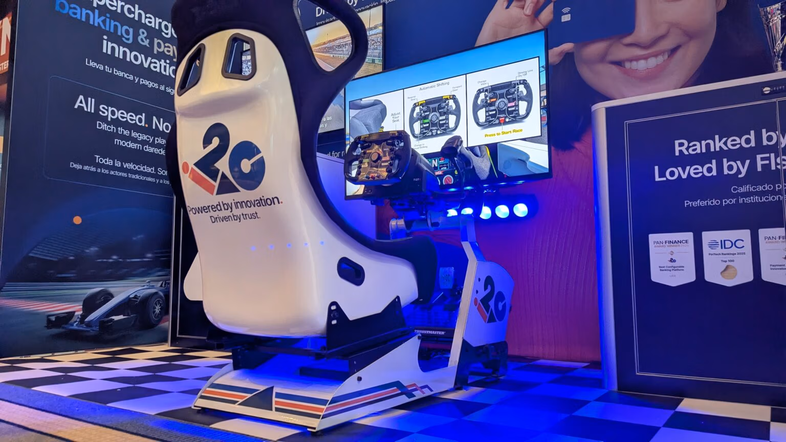 Simulator pod for Racing-Themed Trade Show Booth activation at i2c Inc booth
