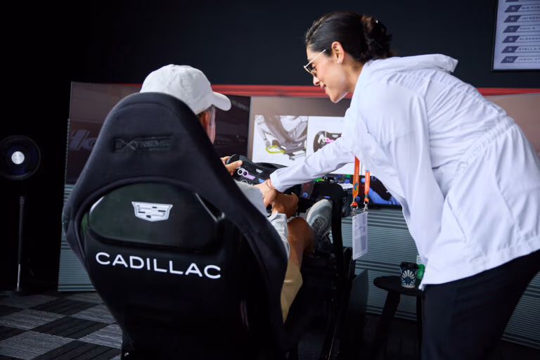 Friendly brand ambassadors (BAs) assist guests on the simulators